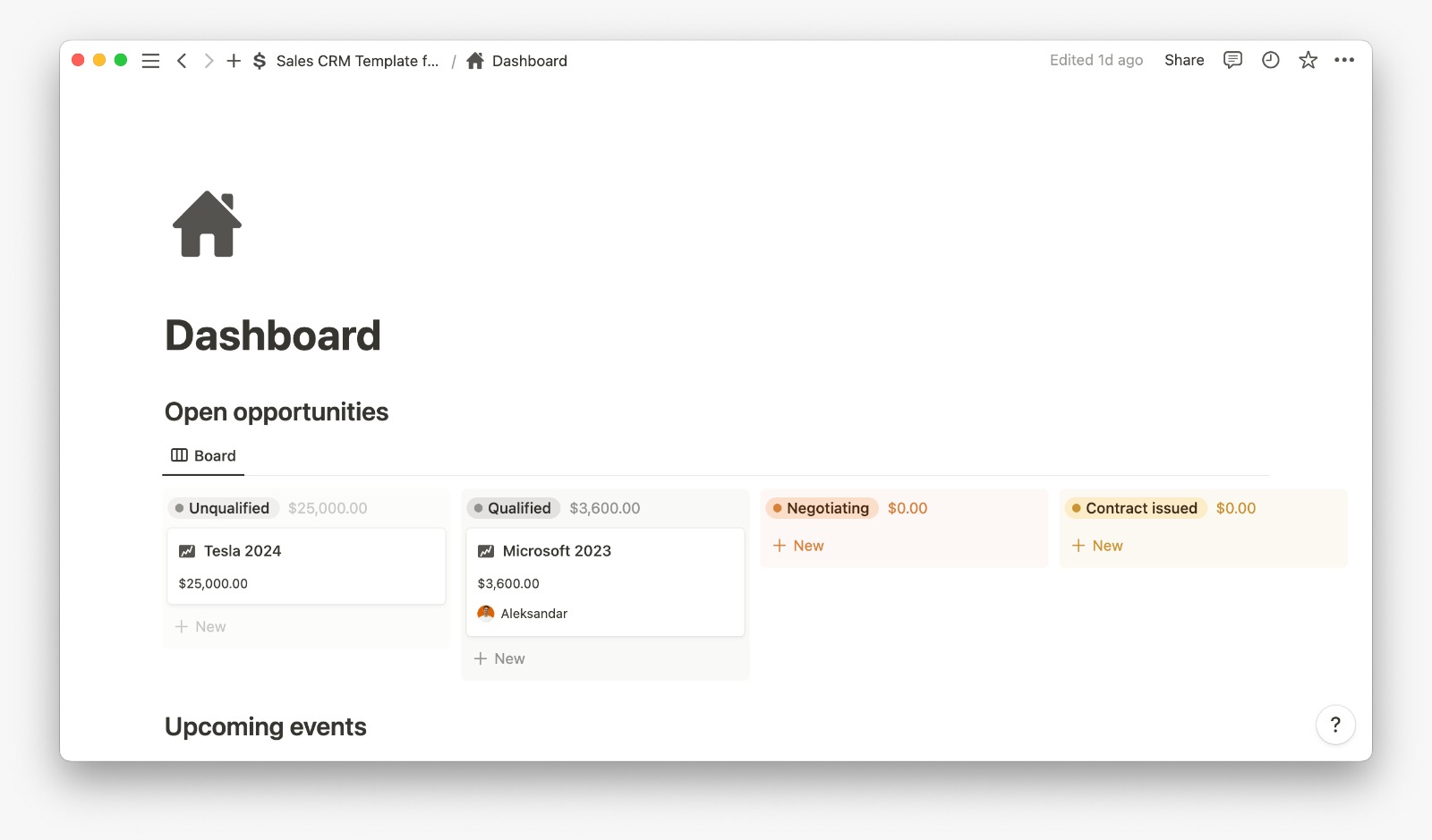 Sales CRM in Notion