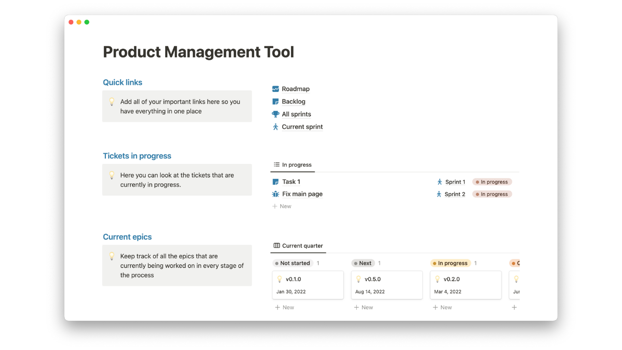 Product Management screen